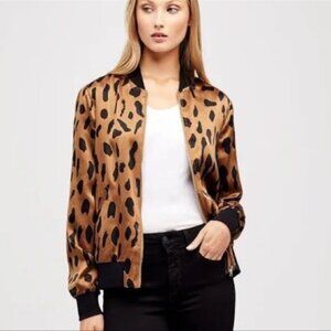 silk cheetah bomber jacket XS
